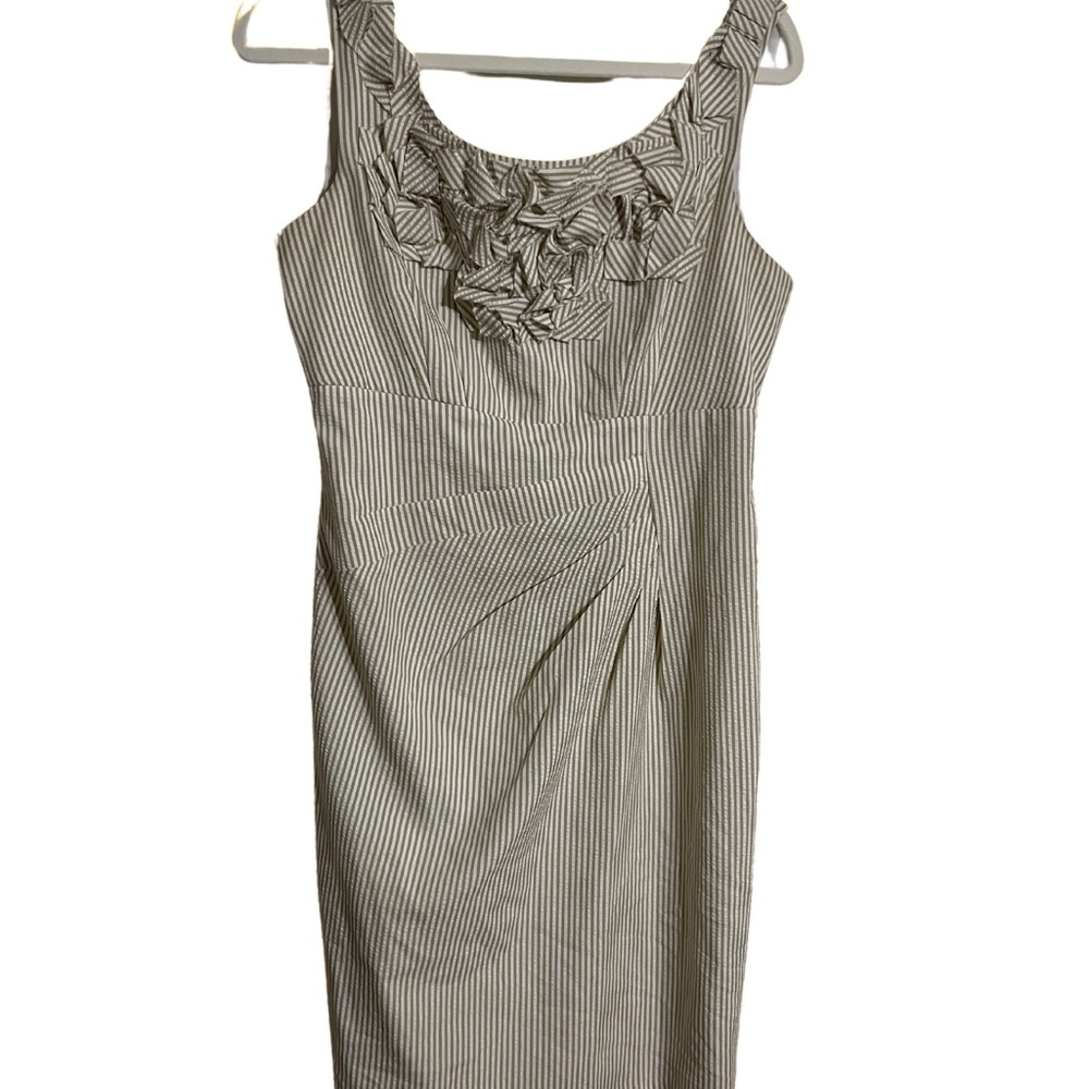 London Style Cream Striped Kids Midi Dress Sz 10